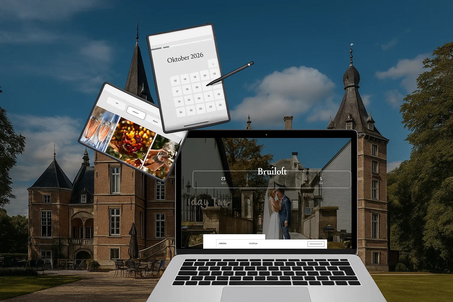 Constell-software toont beschikbaarheid en een offerte voor een bruiloft op een kasteellocatie