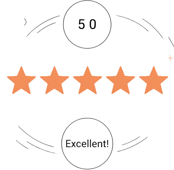 Illustratie van een vijfsterrenbeoordeling met het label Excellent