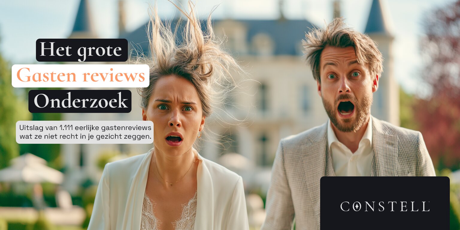 Het grote Gasten reviews Onderzoek van Constell — verbaasd stel voor een kasteel, met de uitslag van 1.111 eerlijke gastenreviews